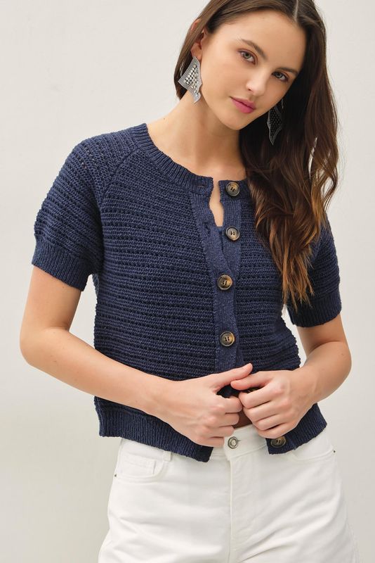 Mandy Crochet Top - Indigo