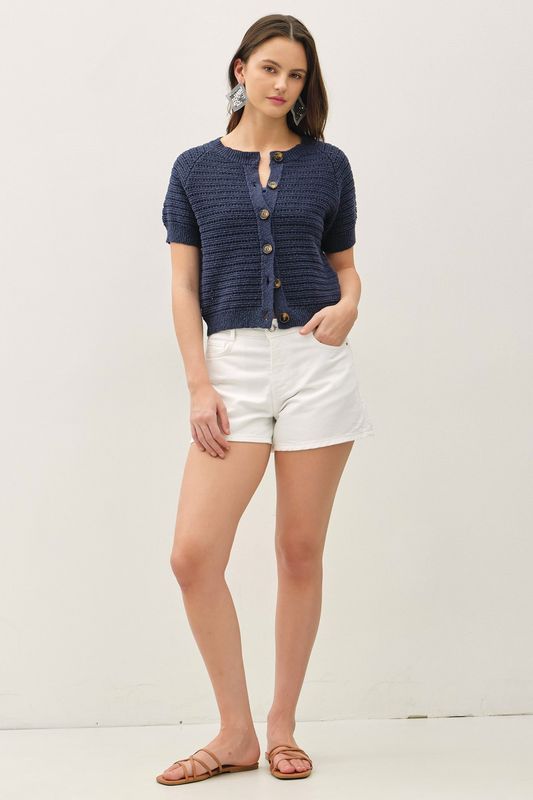 Mandy Crochet Top - Indigo