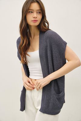 Nadia Open Cardigan - Dark Slate