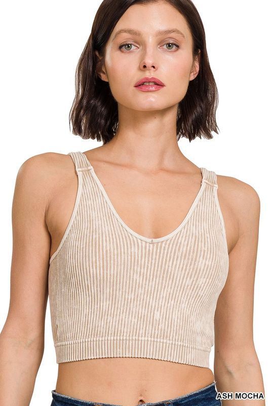 Emily Ribbed Crop Bra (Multiple Colors)