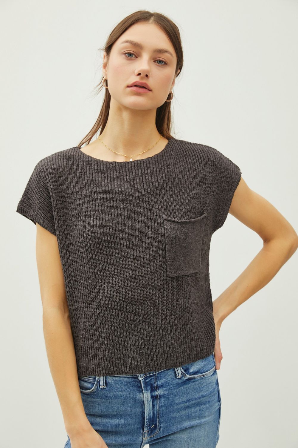 Destiny Knit Top - Charcoal