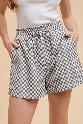 Grace Checkered Shorts - Drk. Grey