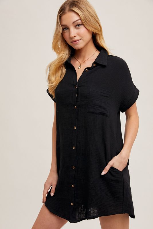 Bailey Button Up Dress - Black