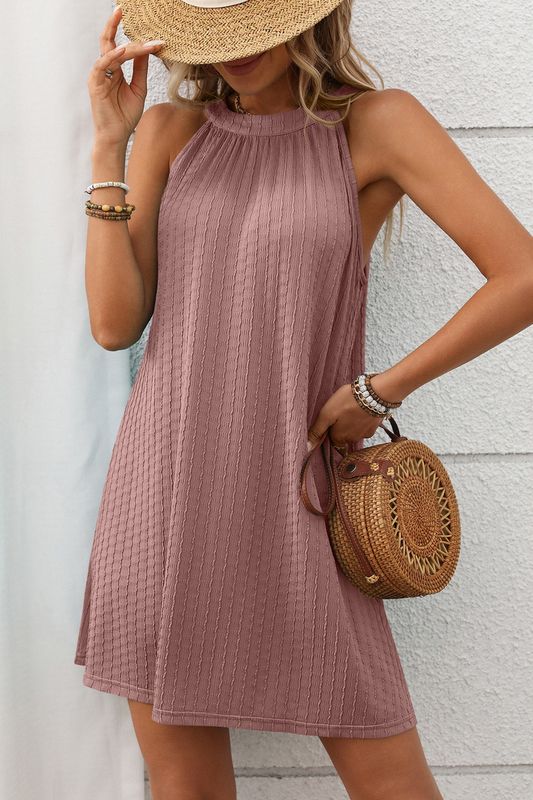 Nichole Halter Neck Dress - Mauve