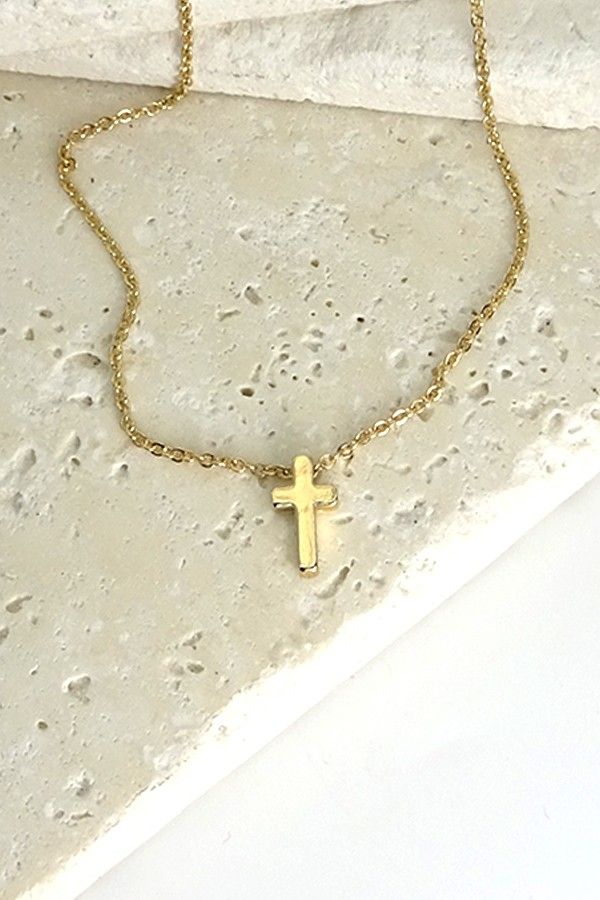 Mini Cross Necklace, Color: Gold