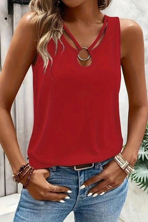 Cali Tank with Buckle - Red