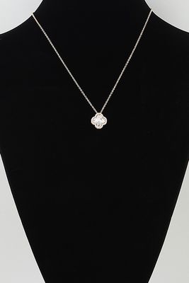 Clear Silver Clover Necklace