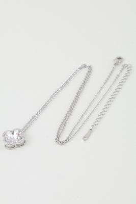 Clear Silver Clover Necklace