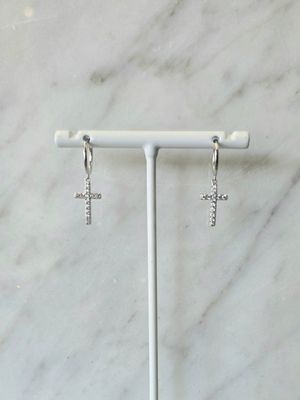 Silver Cross Dangle Earrings