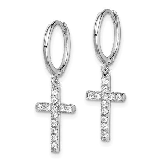 Silver Cross Dangle Earrings