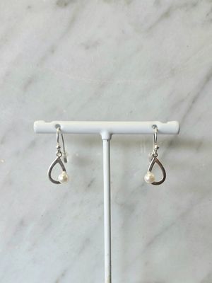 Silver Teardrop Imitation Pearl Earrings