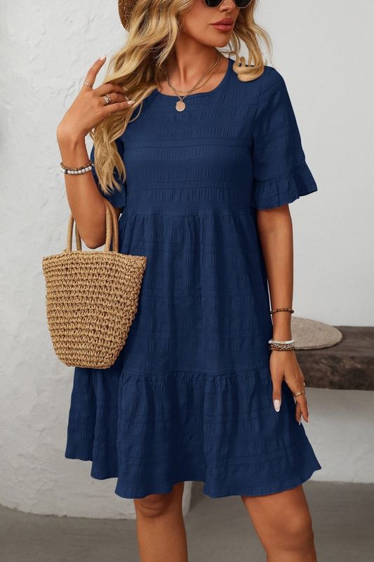 Danielle Ruffle Dress - Navy