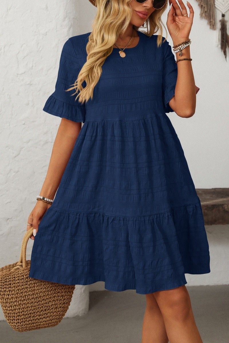 Danielle Ruffle Dress - Navy