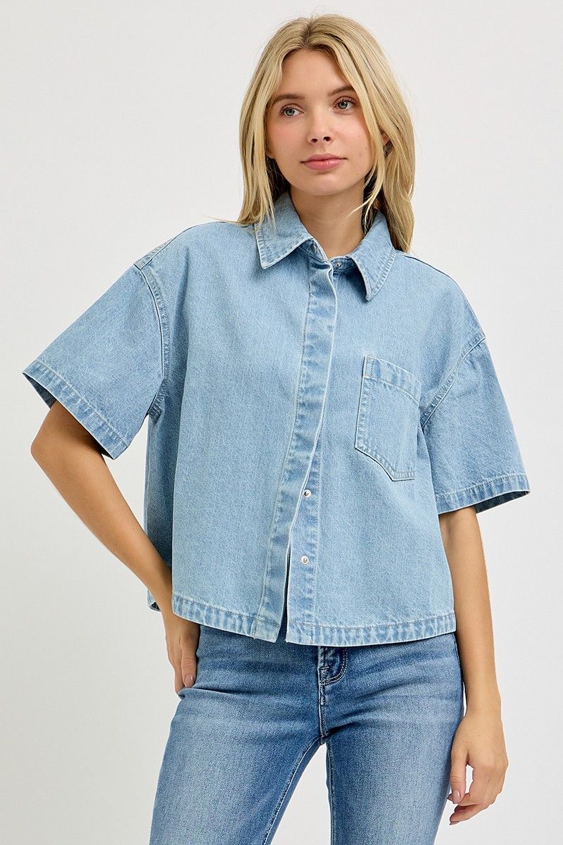 Amelia Oversized Linen Top - Light