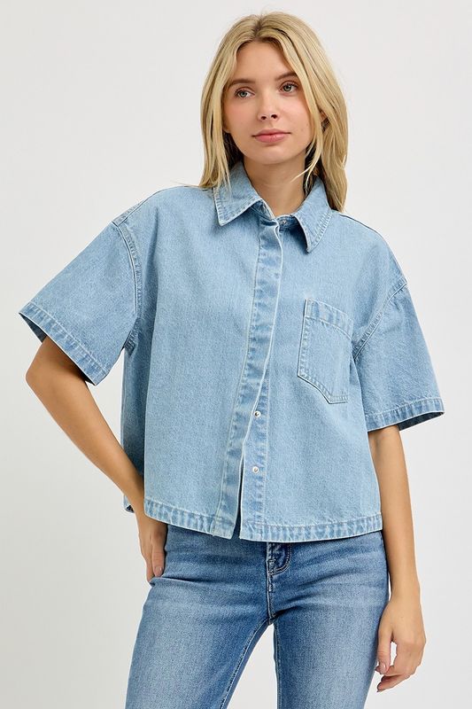 Amelia Oversized Linen Top - Light