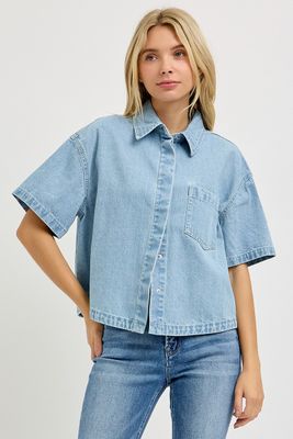 Amelia Oversized Linen Top - Light
