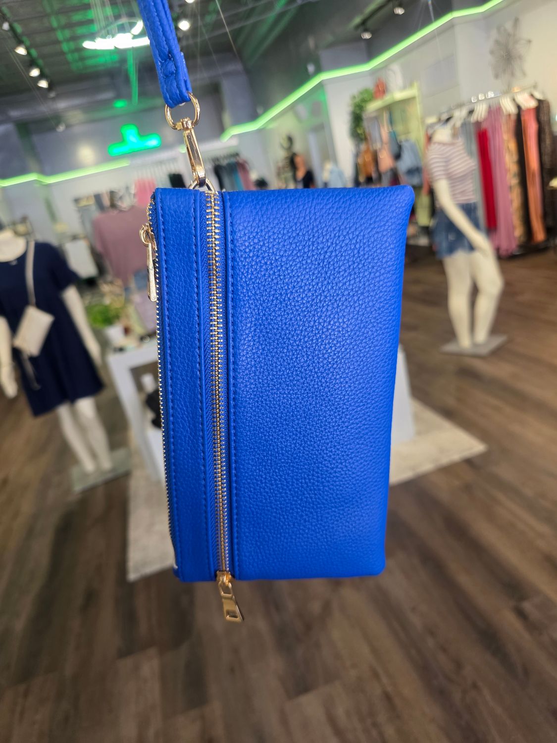 Double Zipper Clutch, Color: Royal Blue