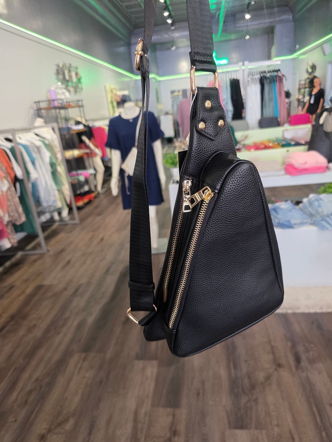 Triangle Sling Bag, Color: Black