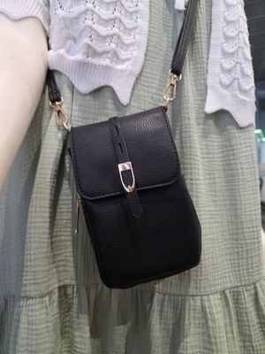 Black Double Pocket Crossbody