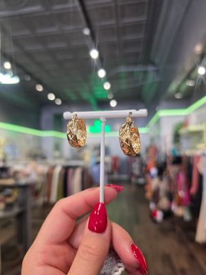 Thick Gold Textured Hoops