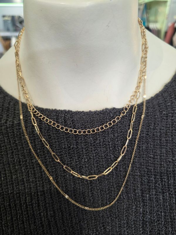 Gold Triple Layered Necklace