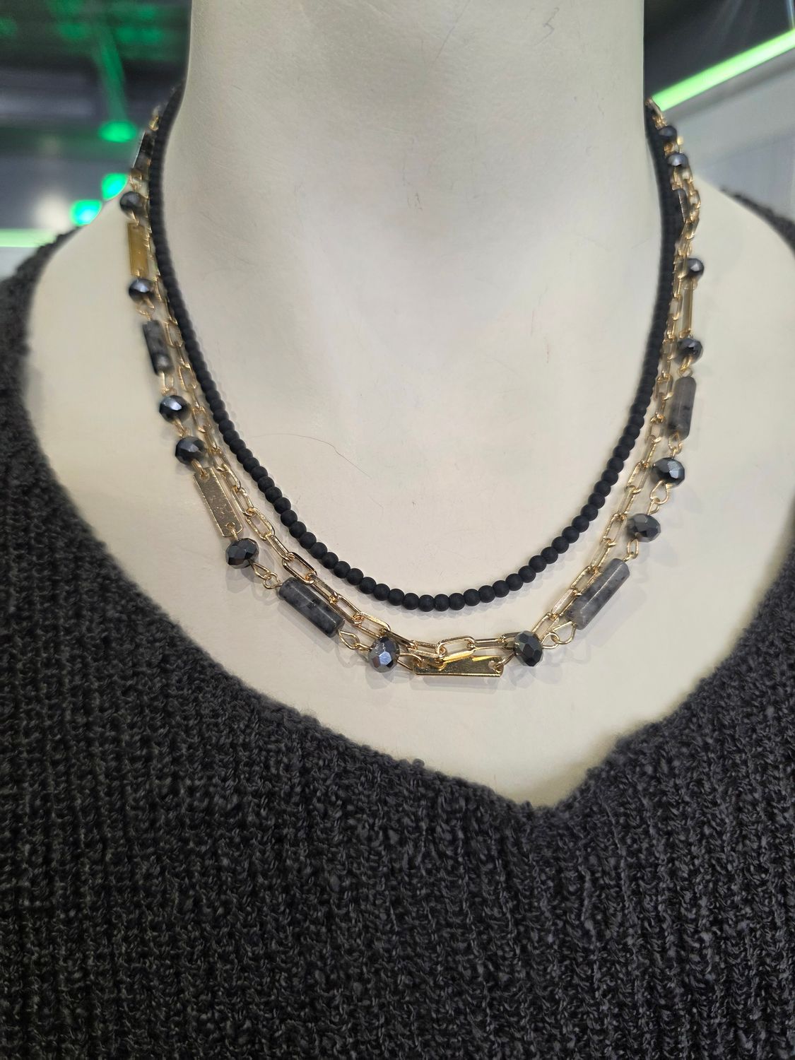 Black Beaded Necklace