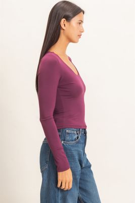 Lina Scoop Neck Top - Dark Cherry