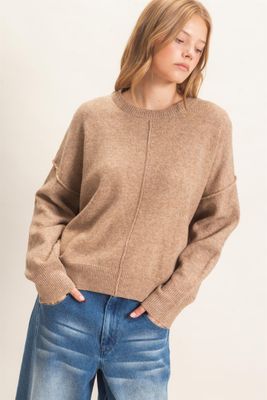 Kris Crew Neck Sweater - Dark Taupe