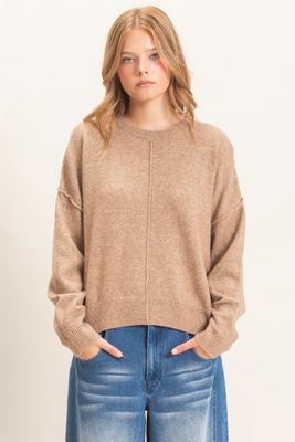 Kris Crew Neck Sweater - Dark Taupe