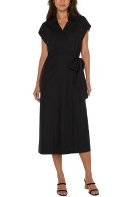 LIVERPOOL BLK COLLARED WRAP DRESS