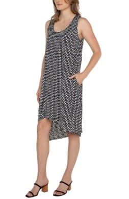 LIVERPOOL BLK/WHT SQUARE DOT PRNT S/S DRESS