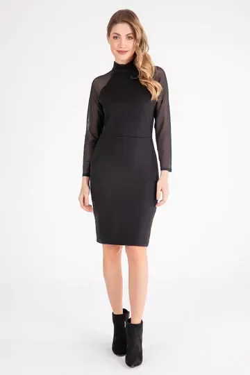 ISLE BLK DRESS W/MESH SLV