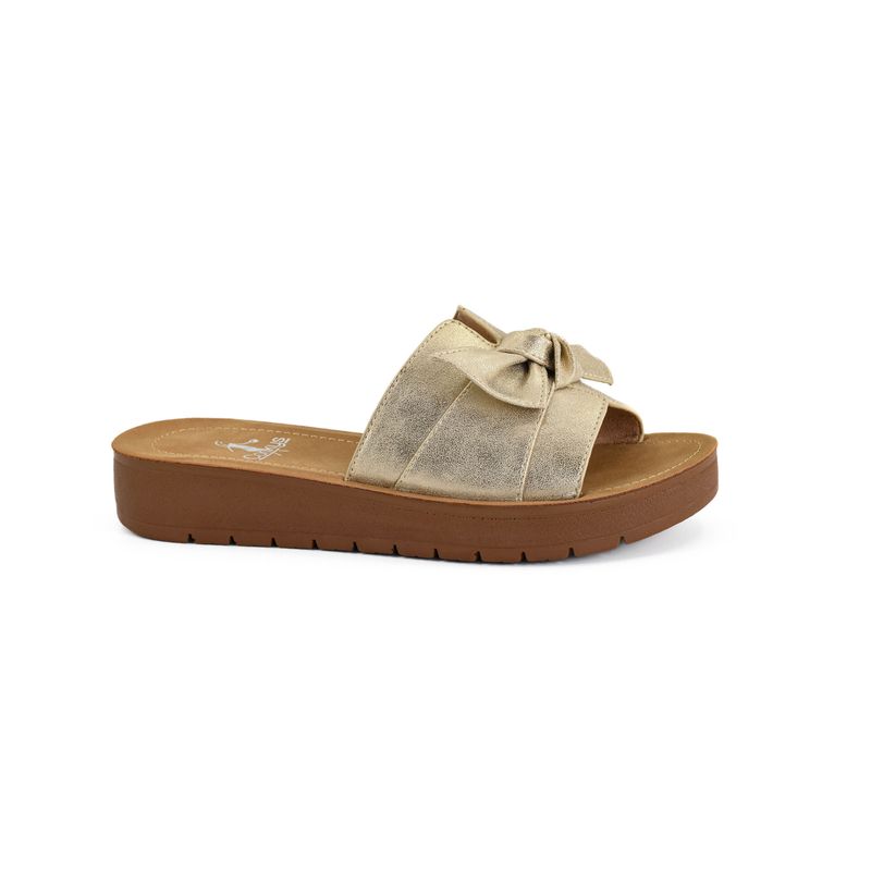 CORKYS ROCK THE BOWT GOLD SLIDE SANDAL W/BOW