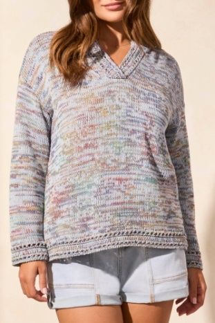 TRIBAL BLUE MARLED HOODED SWEATER