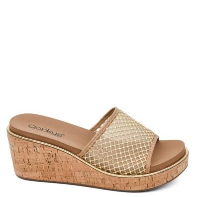CORKYS MESH AROUND WEDGE  CARAMEL MESH SLIDE SANDAL