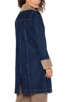 Faux Shearling Trimmed Denim Coat | Liverpool