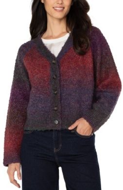 LIVERPOOL BURG OMBRÉ SHORT CARDIGAN