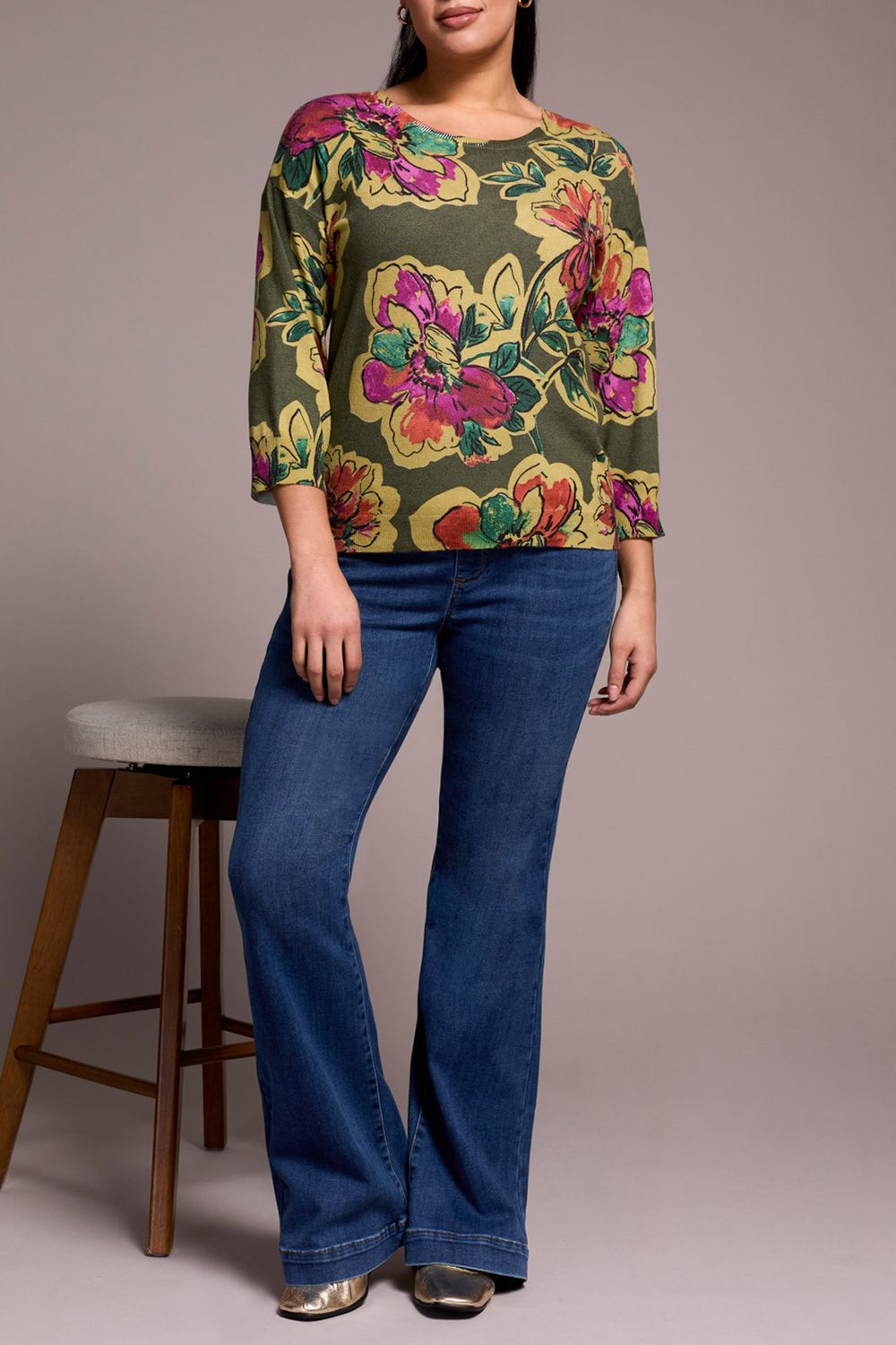 Floral 3/4 Sleeve Sweater | Tribal