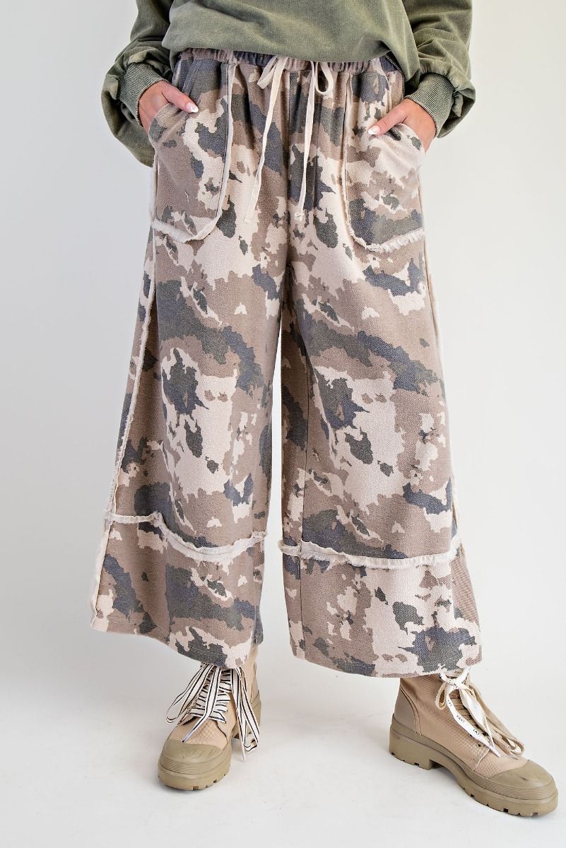 Faded Camo Wide Leg Pants | Easel