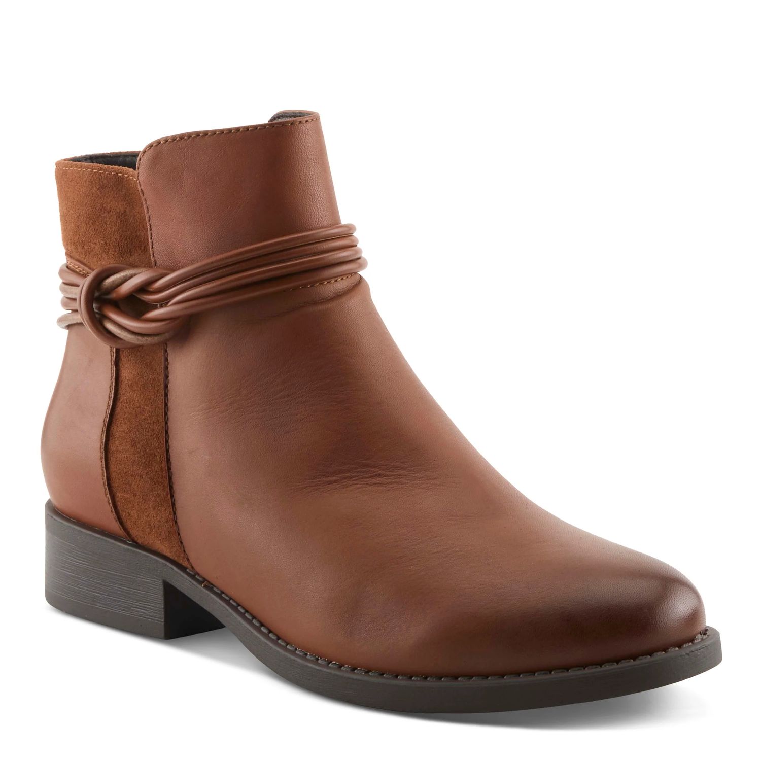 SPRINGSTEP COGNAC  LEATHER/SUEDE ANKLE BOOT