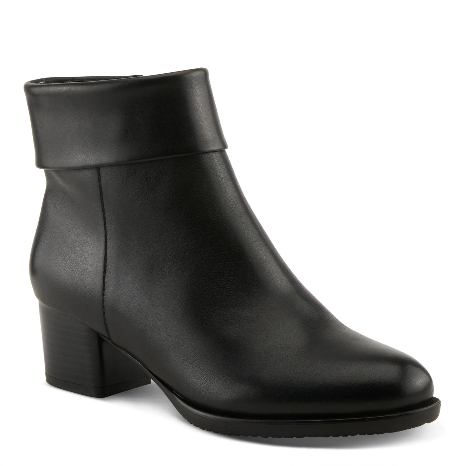 SPRINGSTEP BLK LEATHER CUFFED ANKLE BOOT