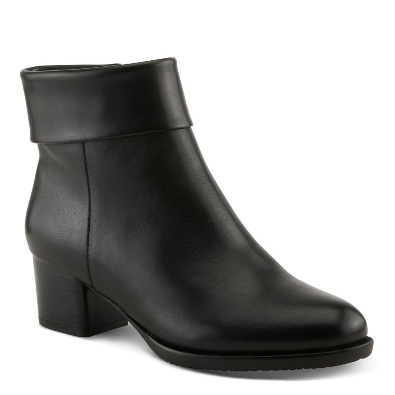 SPRINGSTEP BLK LEATHER CUFFED ANKLE BOOT