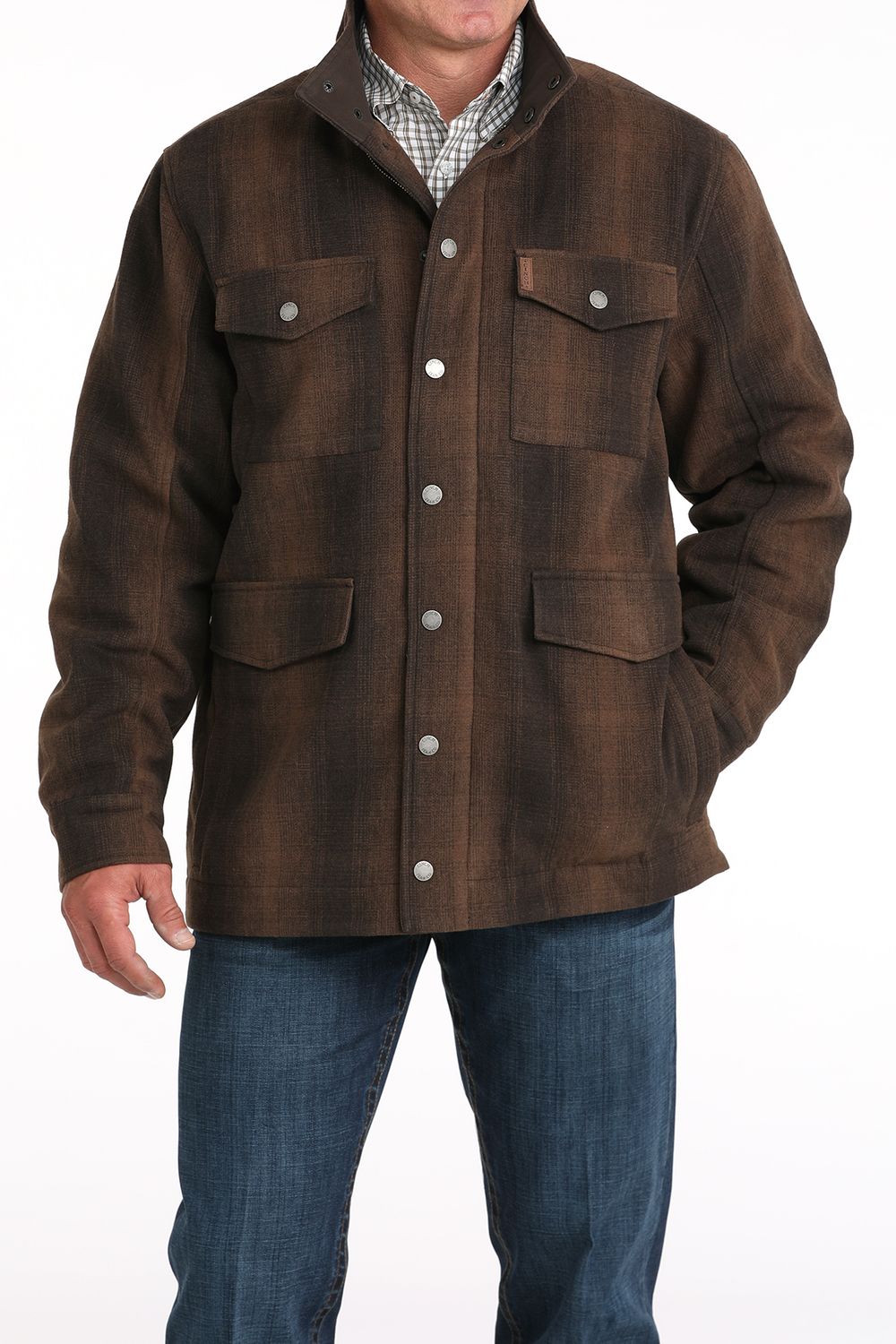 Men's Brown Plaid Frontier Coat|Cinch MWJ1595002
