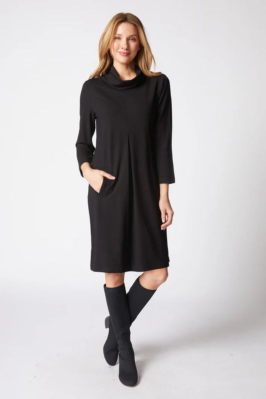 HABITAT  BLK CORE PLEAT FRNT DRESS