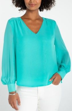 LIVERPOOL L/S  WOVEN BLOUSE W/ TIE SLEEVE