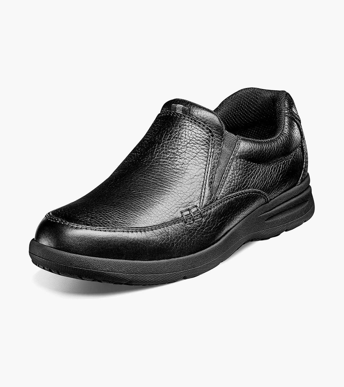 Men's Black Moc Toe Slip On Casual Shoe | Nunn Bush Cam 84696