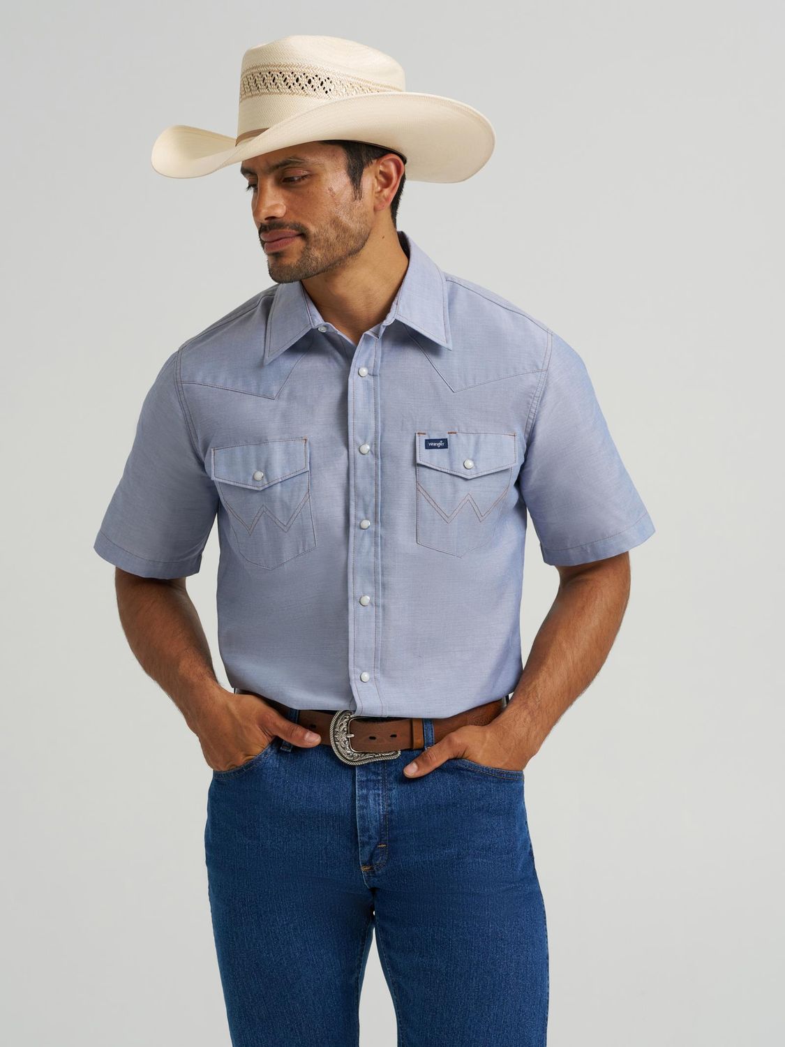 Men's Wrangler Short Sleeve Chambray Work Shirt