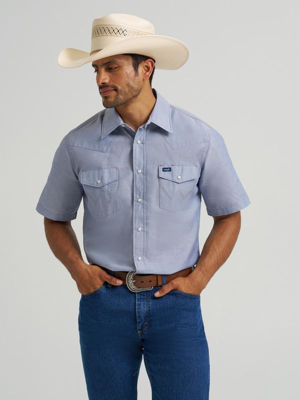 Men's Wrangler Short Sleeve Chambray Work Shirt