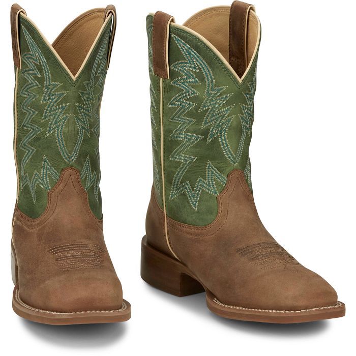 JUSTIN | BIG BUCKS FN7110  11” TAN/GREEN  WESTERN BOOT