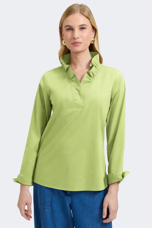 FOXCROFT | WOMENS TAMMY POPOVER BLOUSE W/RUFFLE COLLAR
